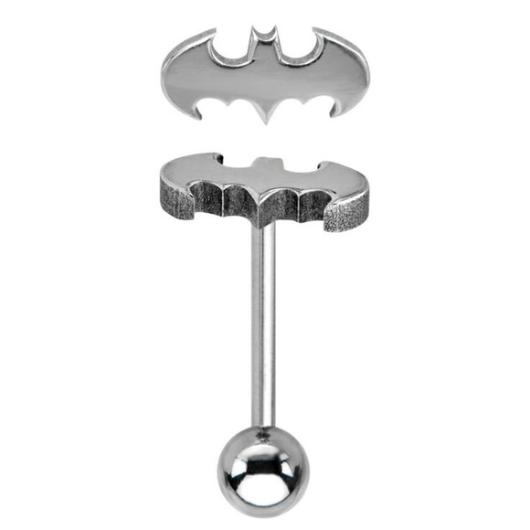 Body Vibe Batman Logo Tongue Ring - Picture 1 of 1